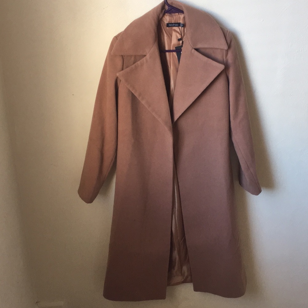 Boohoo Jeeny Camel Wool Look Coat